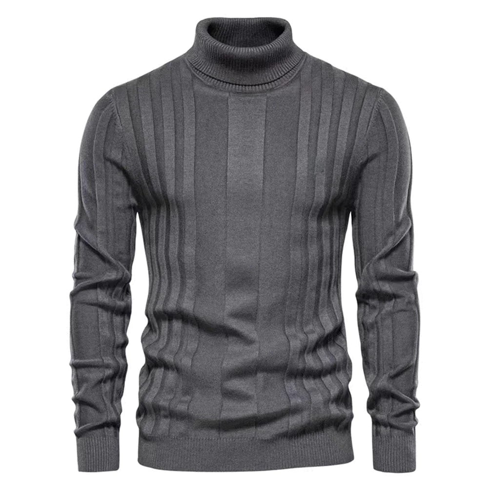 Maglione Dolcevita con Motivo a Linee Verticali da Uomo | Ideale per Autunno/Inverno