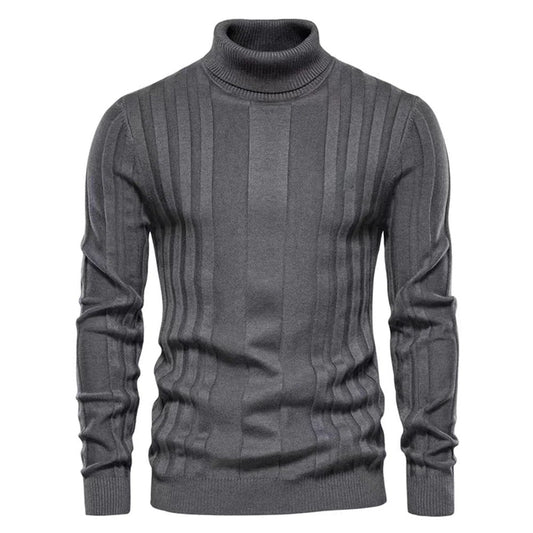 Maglione Dolcevita con Motivo a Linee Verticali da Uomo | Ideale per Autunno/Inverno