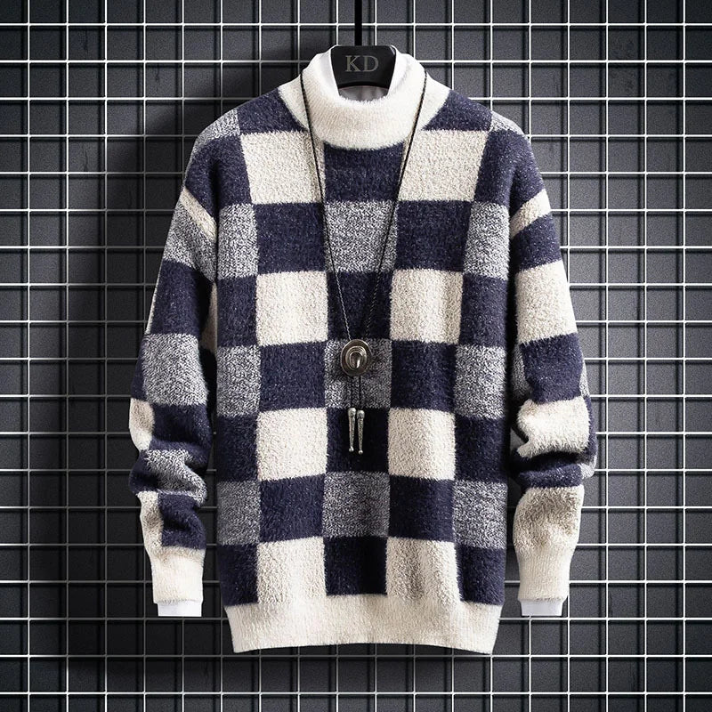 Maglione a Girocollo a Quadri per Uomo | Ideale per Autunno/Inverno